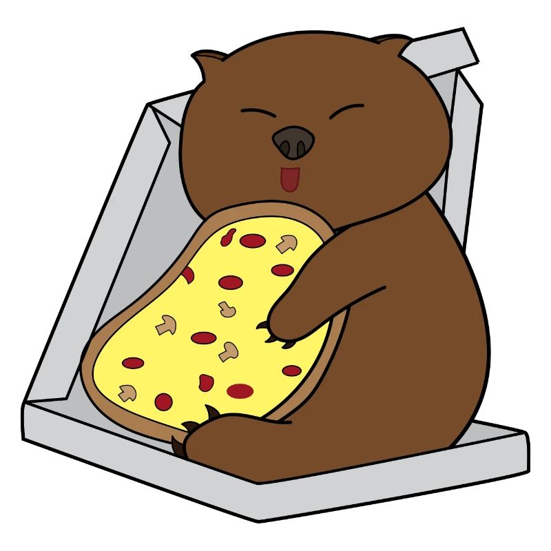 Netter Wombat isst Pizza Fast Food Nagetier