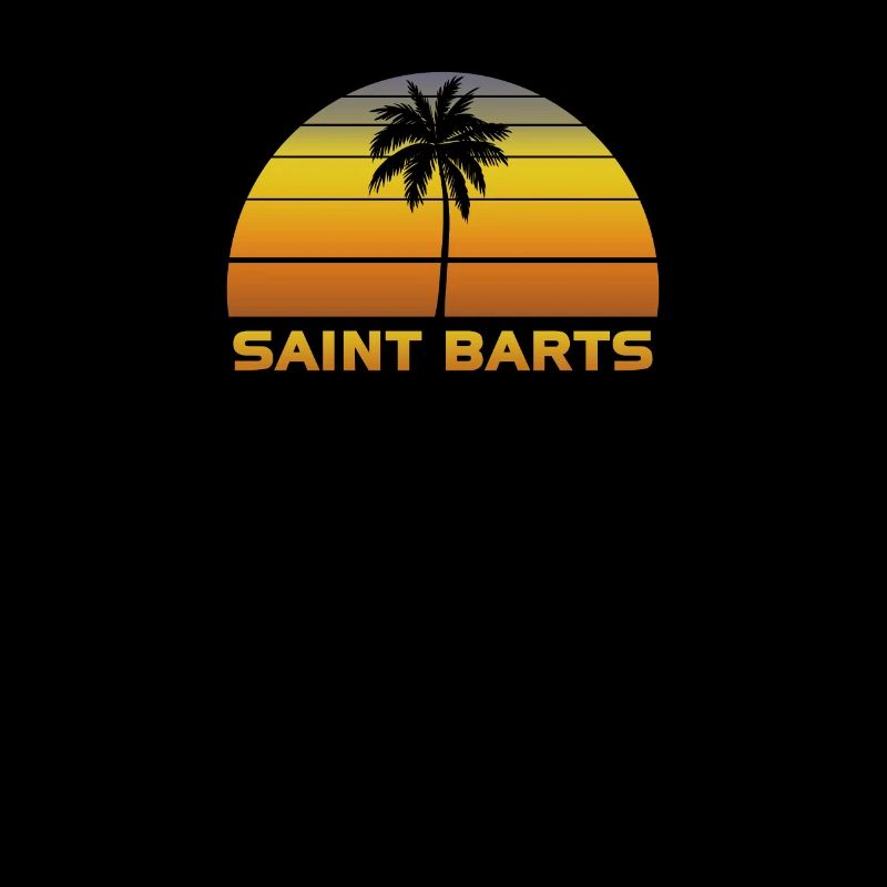 Vintage St Barth Beach Palm Tree Sunset Cool