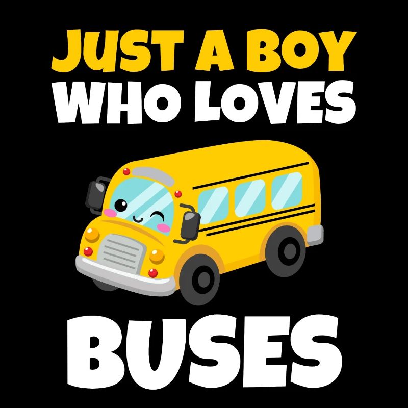 Nur ein Junge, der Busse liebt Geburtstagsgelbe Schule