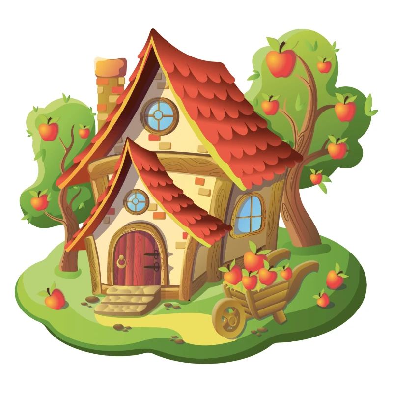 Märchen Haus Apfel Obst Garten
