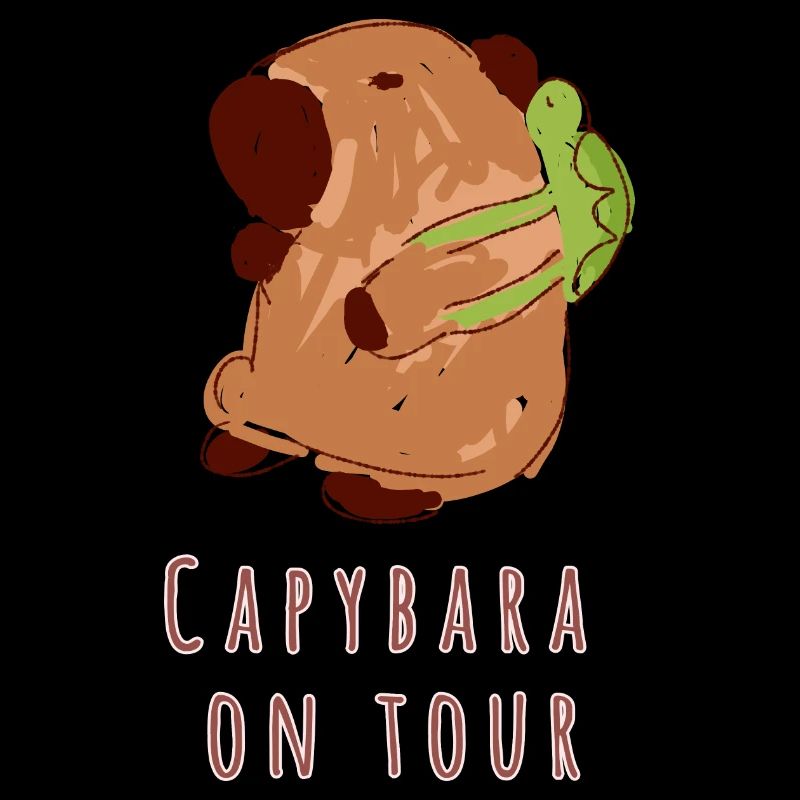 Capybara,backpack,turtle,on tour