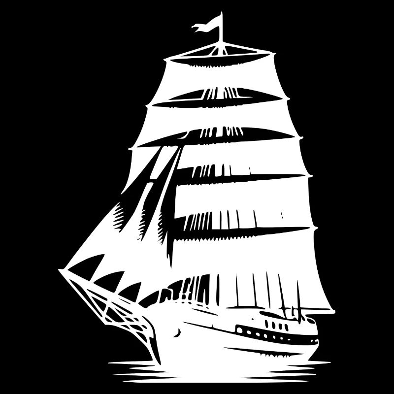 Old sailing ship with set sails