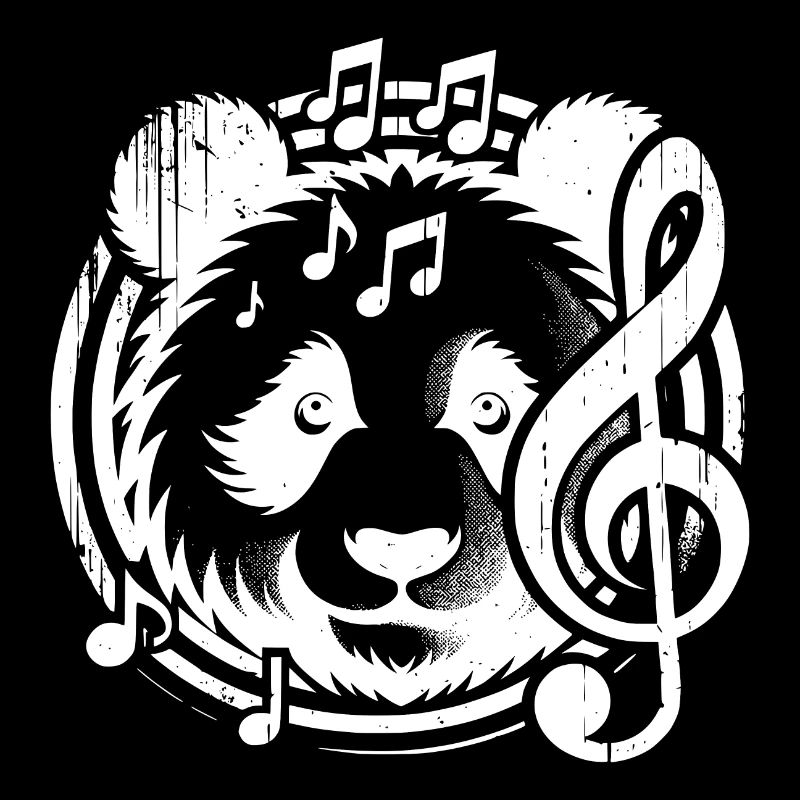 Tête de Panda Notes de Musique Tatouage avec clé