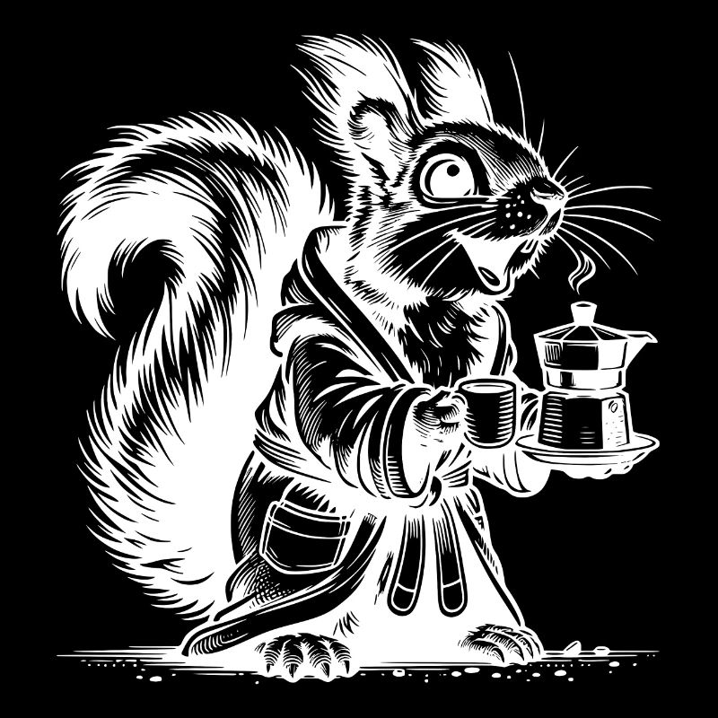 Funny squirrel with strong coffee Drawing