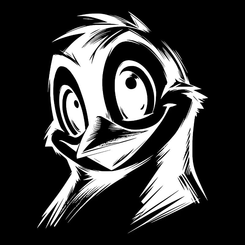 Mignon pingouin dessin animé style crayon