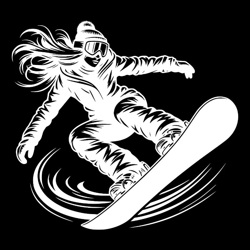 Cool snowboarder snowboarding with elegance