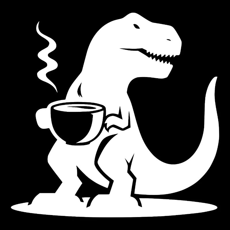 Nasty Caffeine Dinosaur T-Rex with Coffee Cup