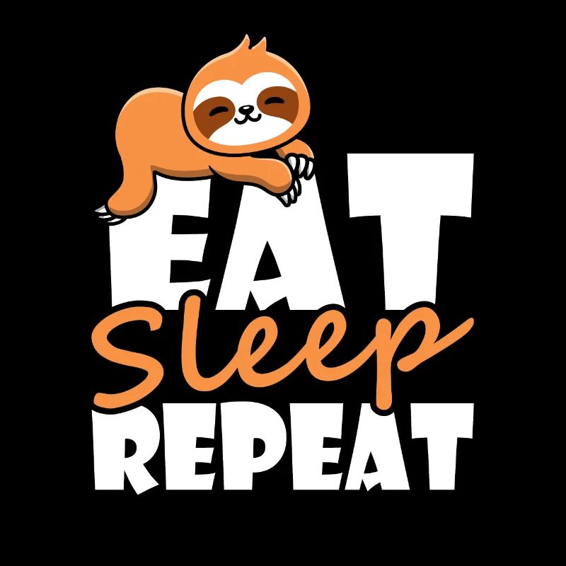 Faultier Eat Sleep Repeat, Langschläfer Nachthemd