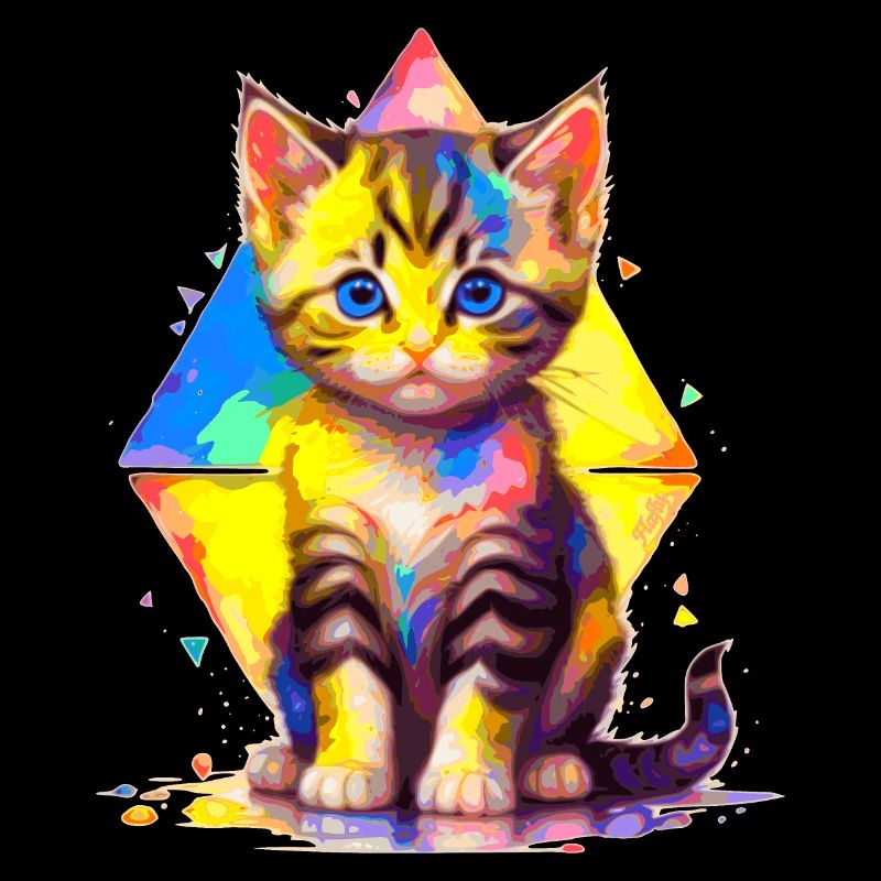 Rainbow Kitty - painted with geometries