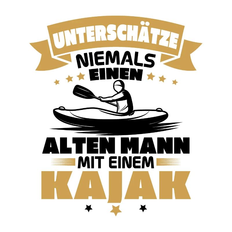 Alten mann mit einem Kajak