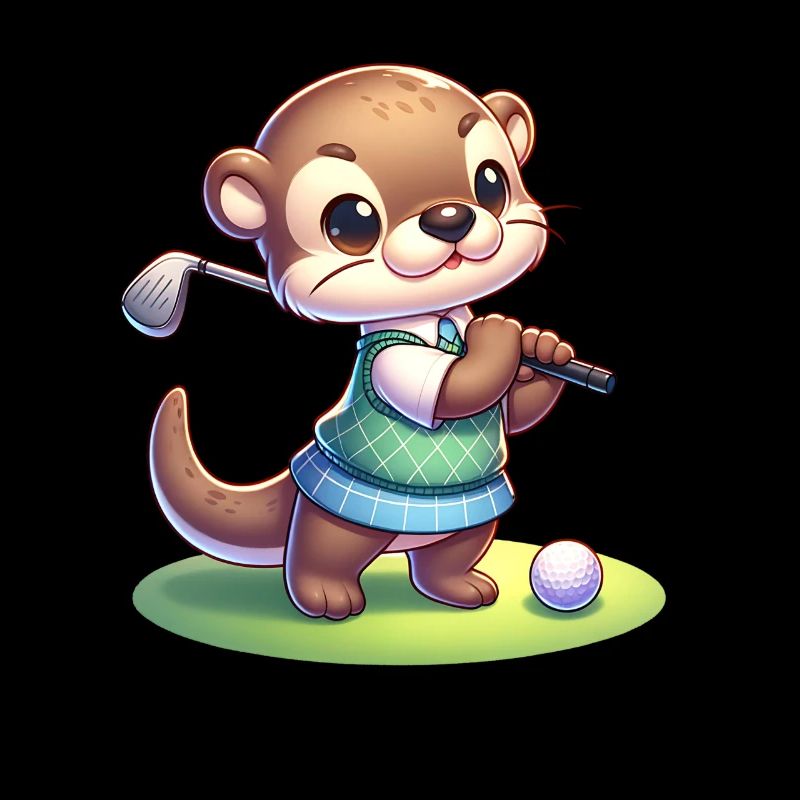 Cute Otter Golfer Golfing Fun