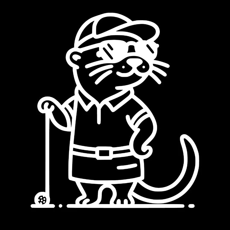 Funny Otter Golf Golfer Silhouette White