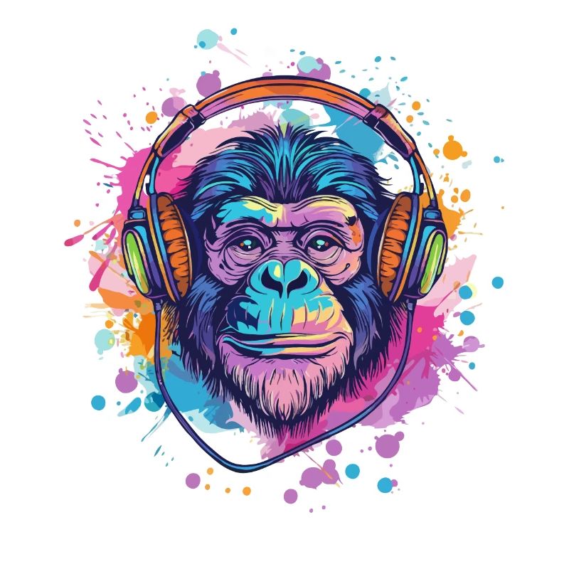 Affe Mit Kopfhörer Damen Deko Herren Geschenk