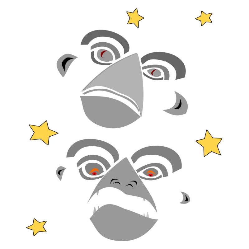 Two monkey faces screaming