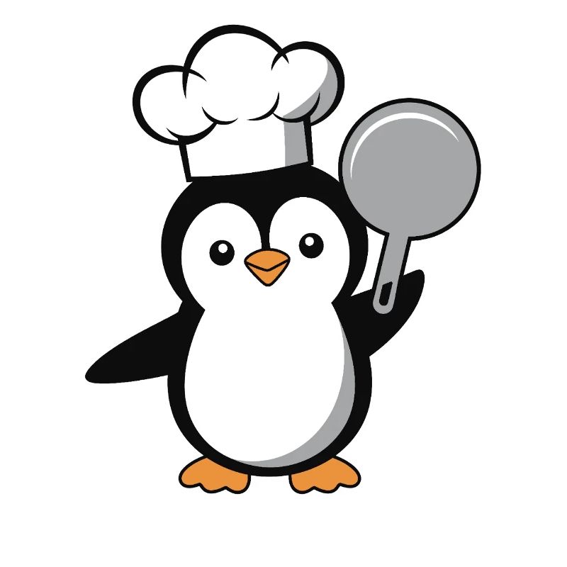 Cooking Penguin with Pan for Kitchen Lovers