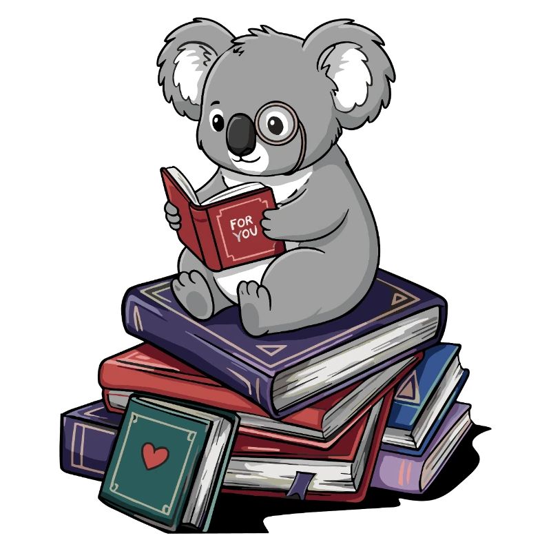 Bücherwurm, Koalabär, Lesebücher Kunst