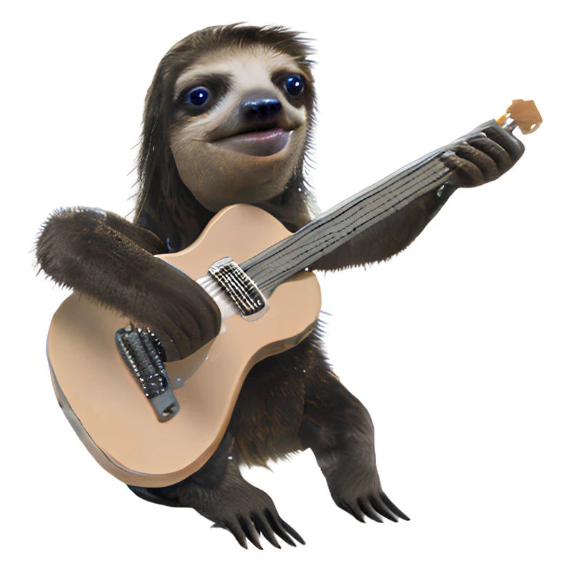 Sloth with guitar