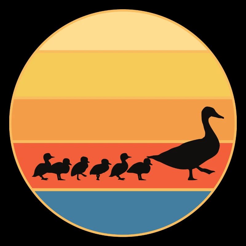 Mignon Canard Vintage Rétro Coucher de Soleil Animal Lover Design