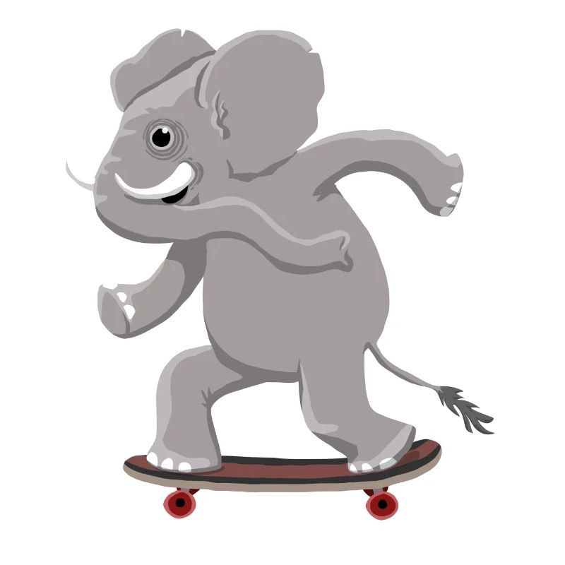 Elephant on skateboard