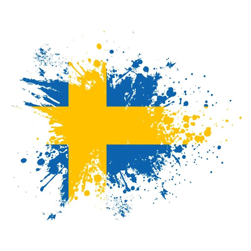 Suède Drapeau Éclaboussures de couleur Scandinavie Klecks