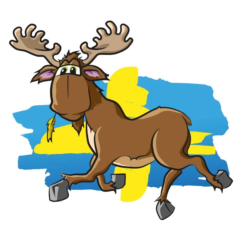 Funny moose with Sweden flag