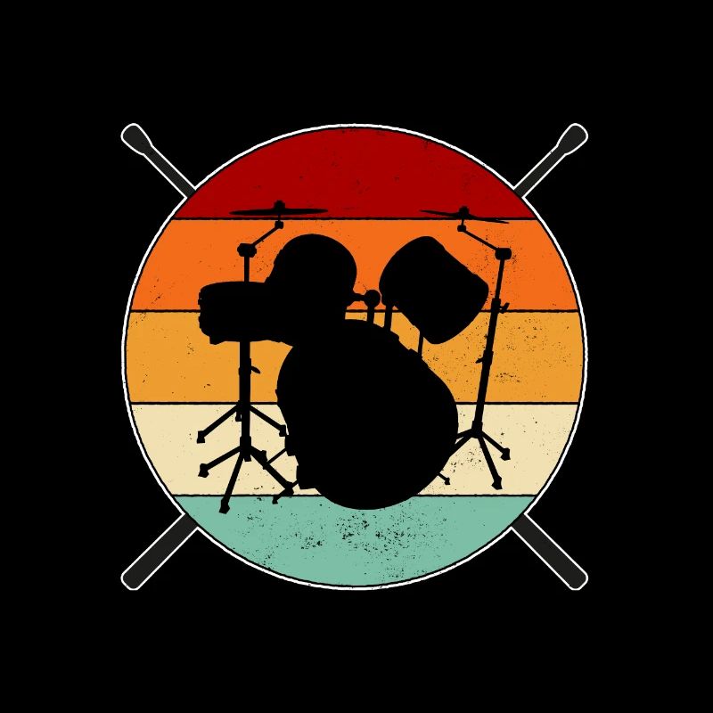 Drum Drumsticks Retro Sunset