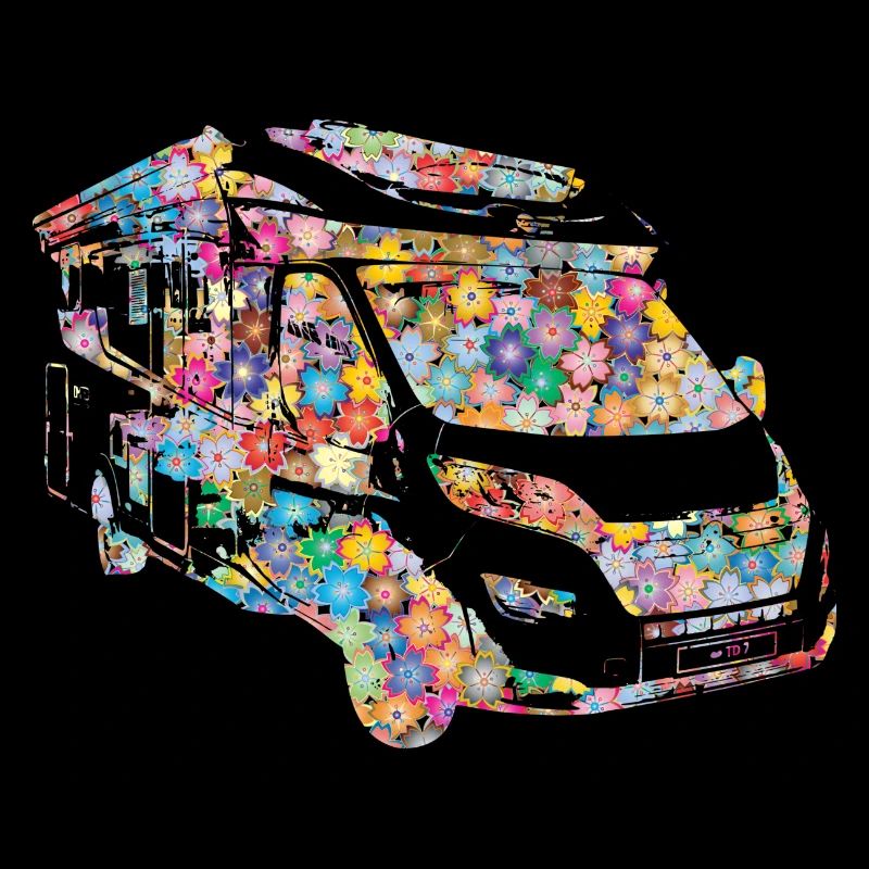 Camping-car fleuri romantique