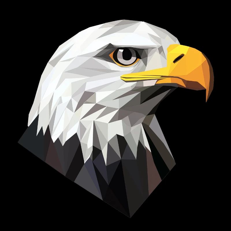 Conception du logo Low Poly de la tête d’aigle
