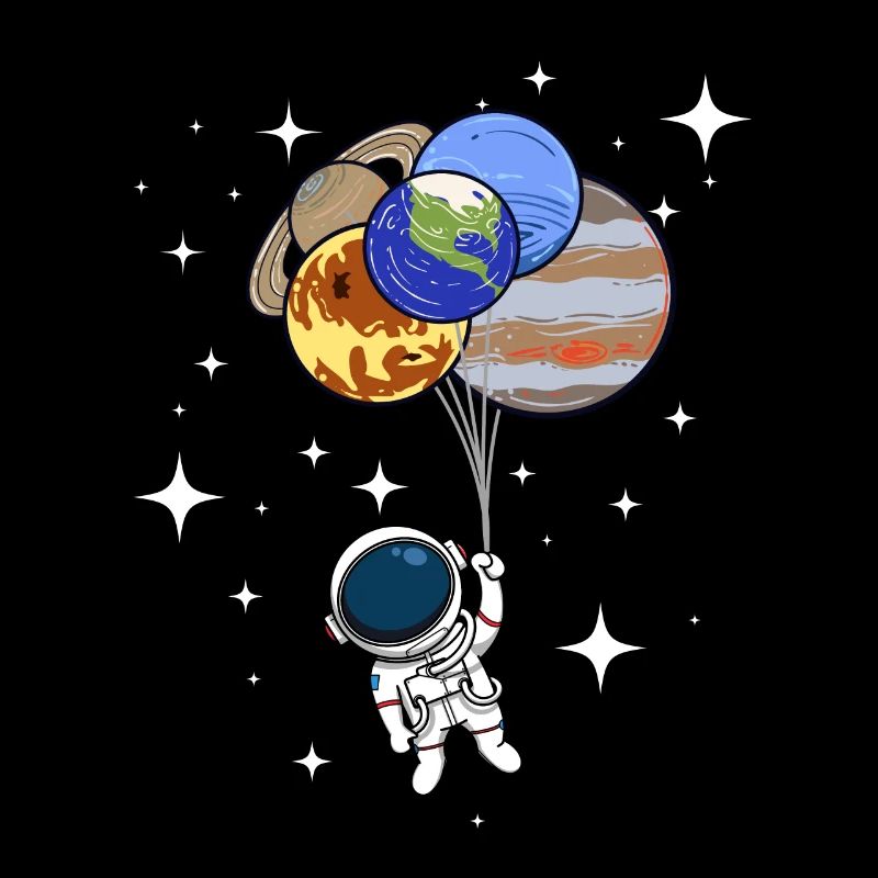 Astronaute Ballons Planète Étoiles Flying Nerd