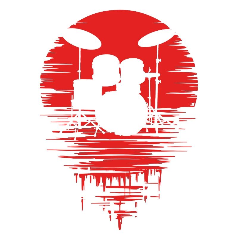 Drumset Silhouette Drums with Reflection