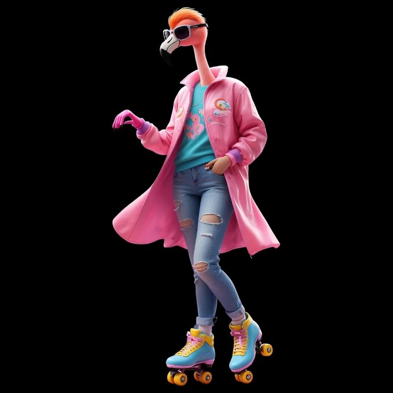 Rollerskating Flamingo