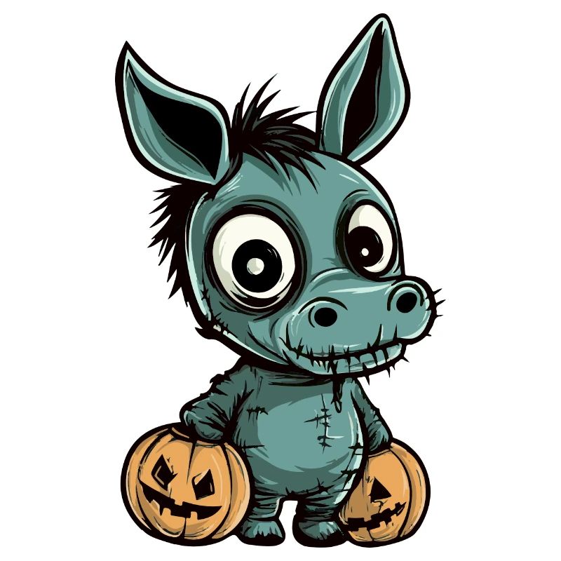 Esel Halloween Comic Lustig