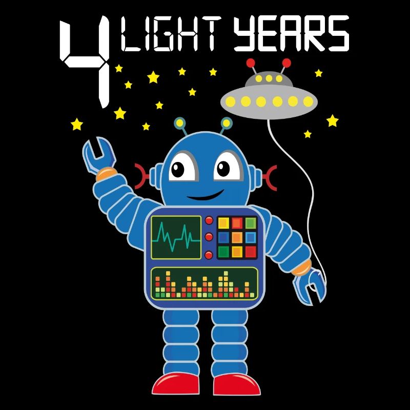 Robot congratulates 4 light years old four years