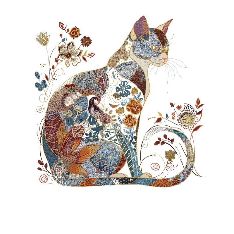 Cat Floral Pattern Funny Gift