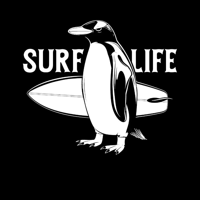 Surfing Penguin Vintage Surfer Gift