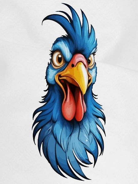 A blue-feathered rooster