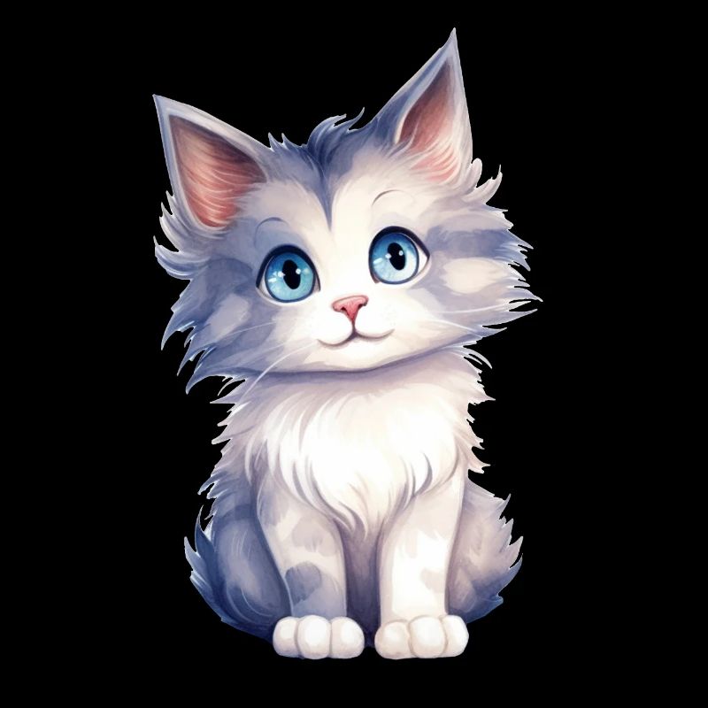 Dessin à l’aquarelle du chat des forêts norvégiennes