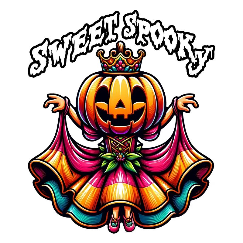 Princesse citrouille d’Halloween avec robe colorée