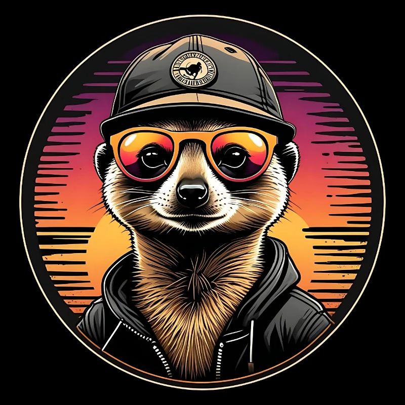 Cool meerkat with sunglasses and baseball cap