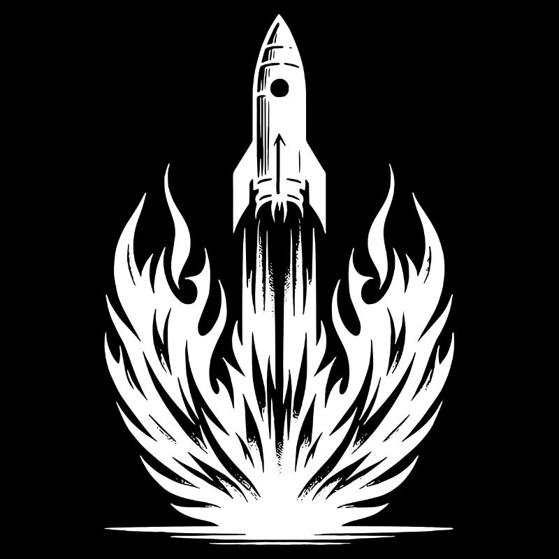 Launching rocket in flames