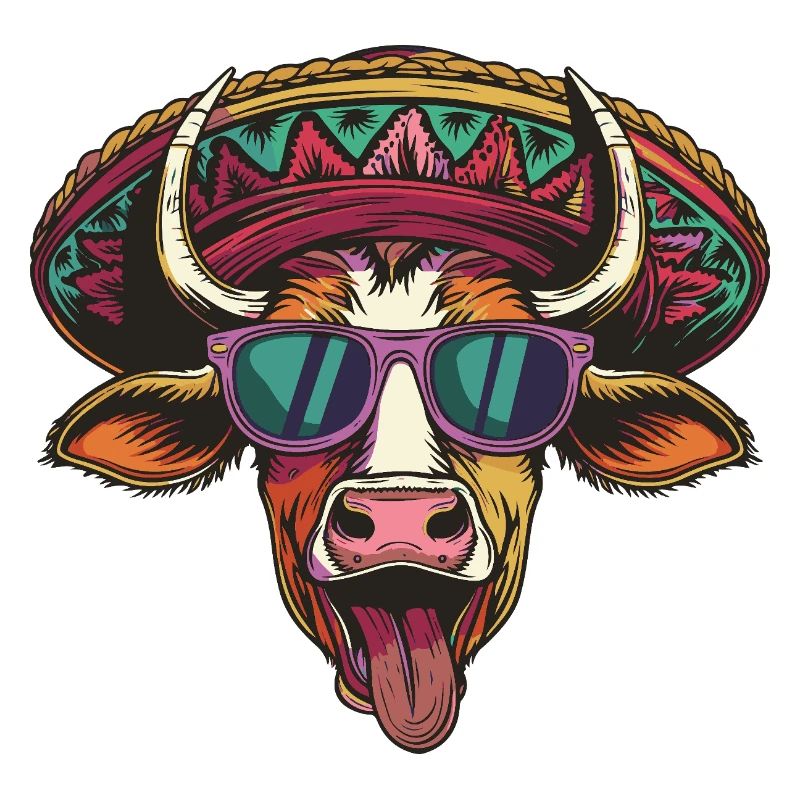 Cow Comic Funny Sombrero