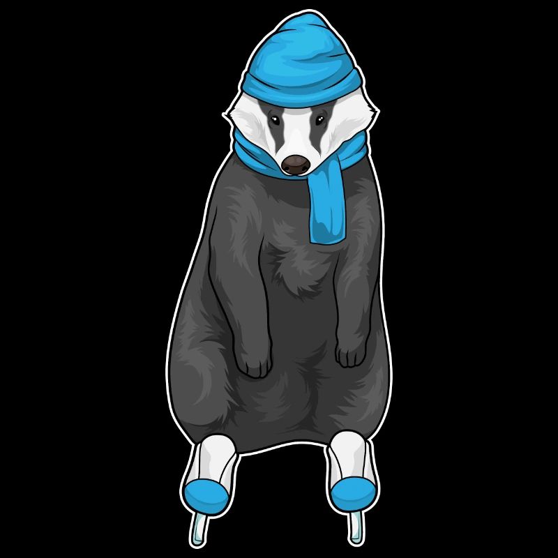 Honigdachs Eislaufen Schlittschuhe