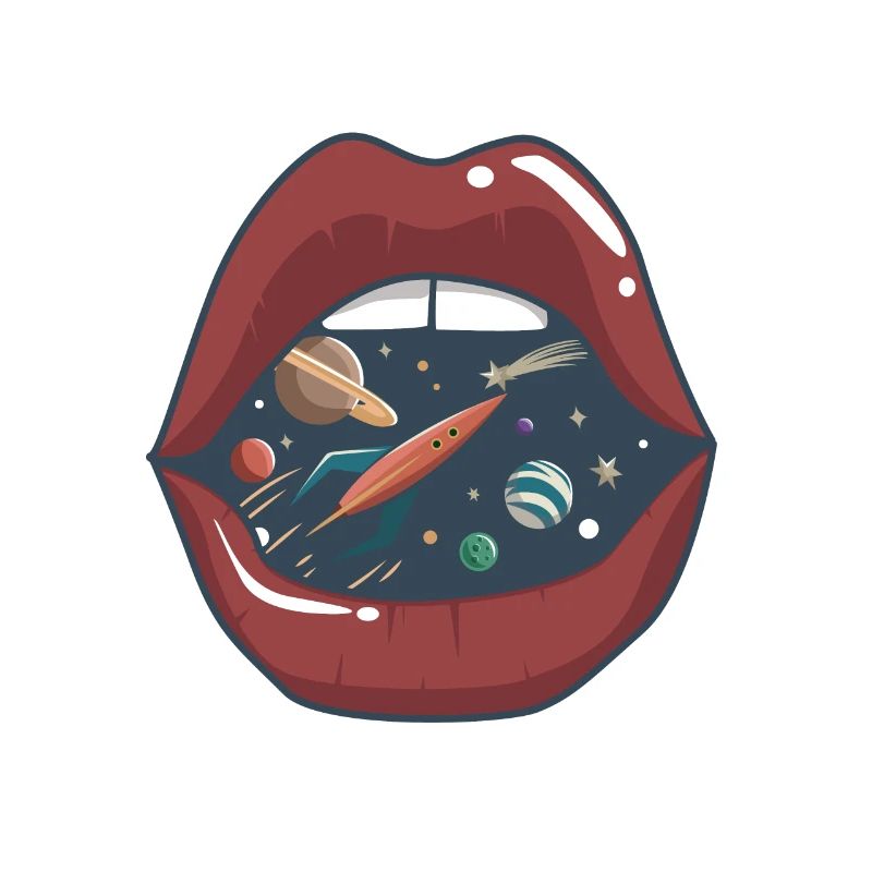 Embrasser la bouche dans l'espace