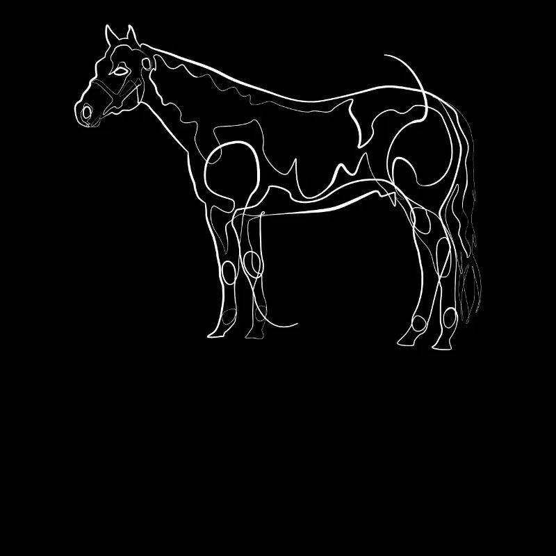 Cheval équitation - one line drawing