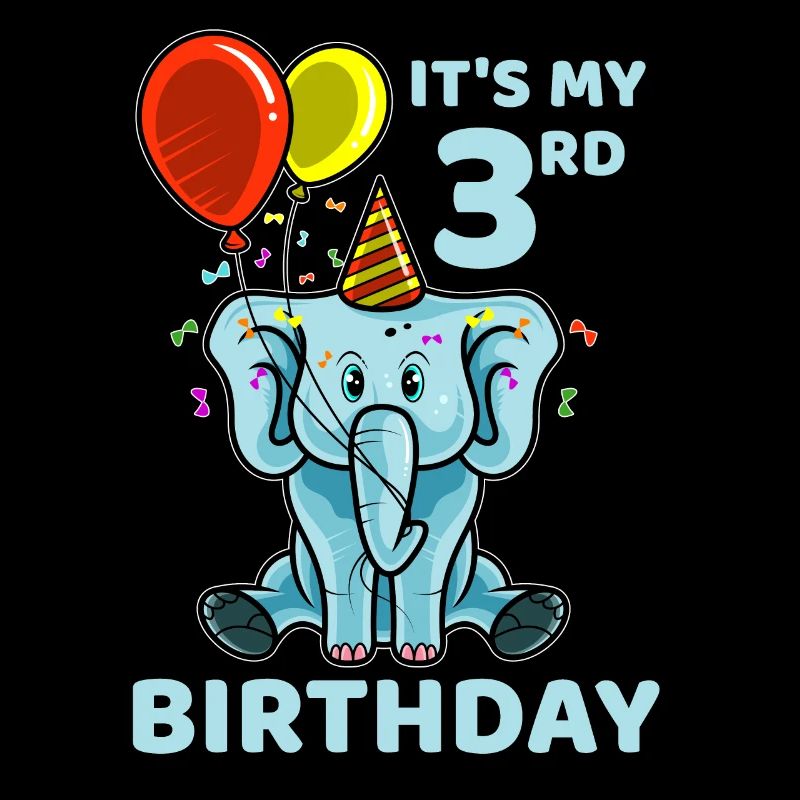 Cute 3rd Third Birthday Elephant