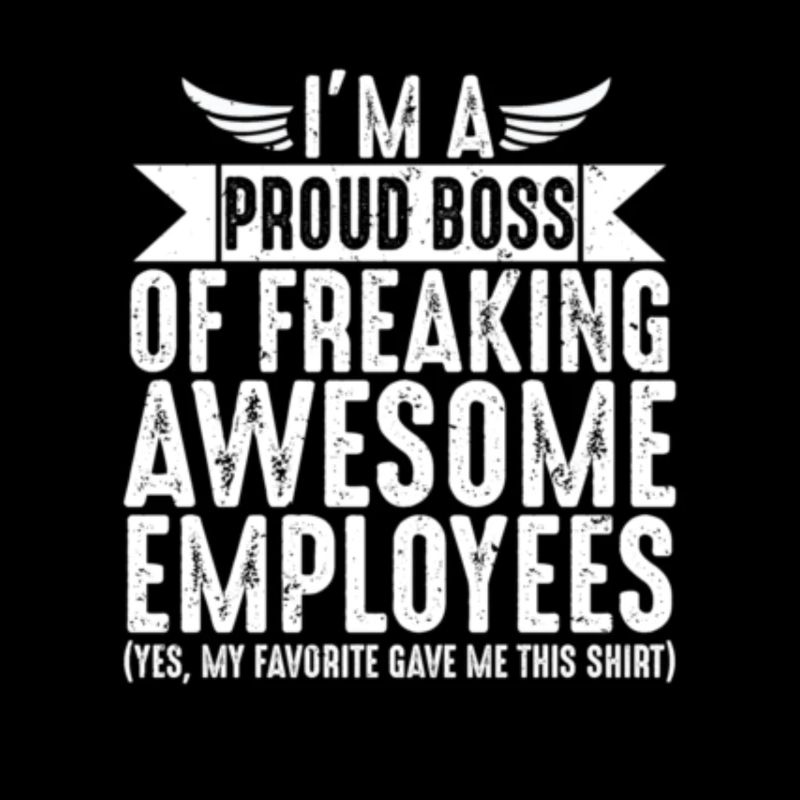 Stolzer Chef der tollen Mitarbeiter