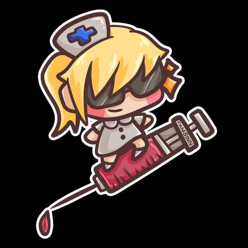 Krankenschwester Arzt Spritze Blut Comic Geschenk