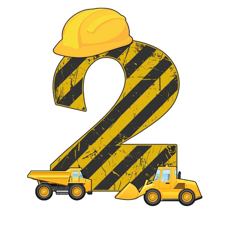 2nd Birthday Digger 2 Years Builder Excavator Gift