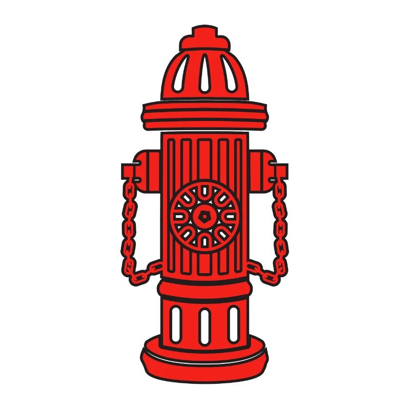 Fire Department with hydrant- Red Fire Hydrant