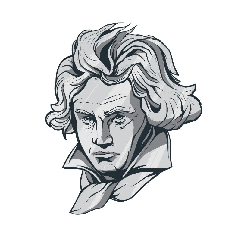 Beethoven face bust with Beethoven composer